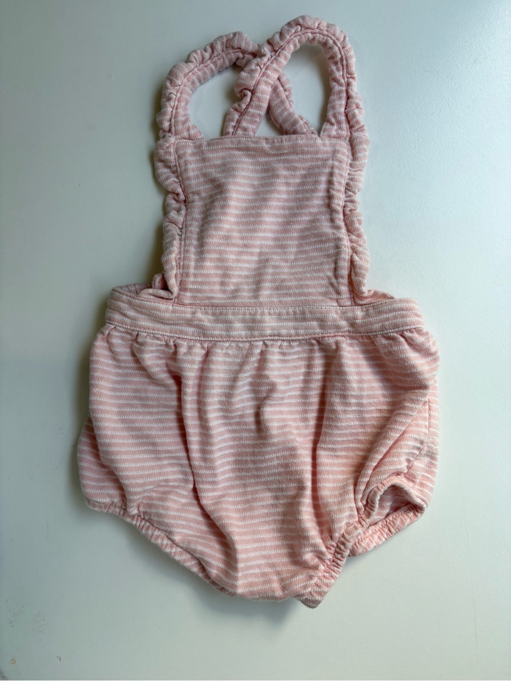 Cat & Jack Baby Girl Pink Striped Ruffle Romper - 18M